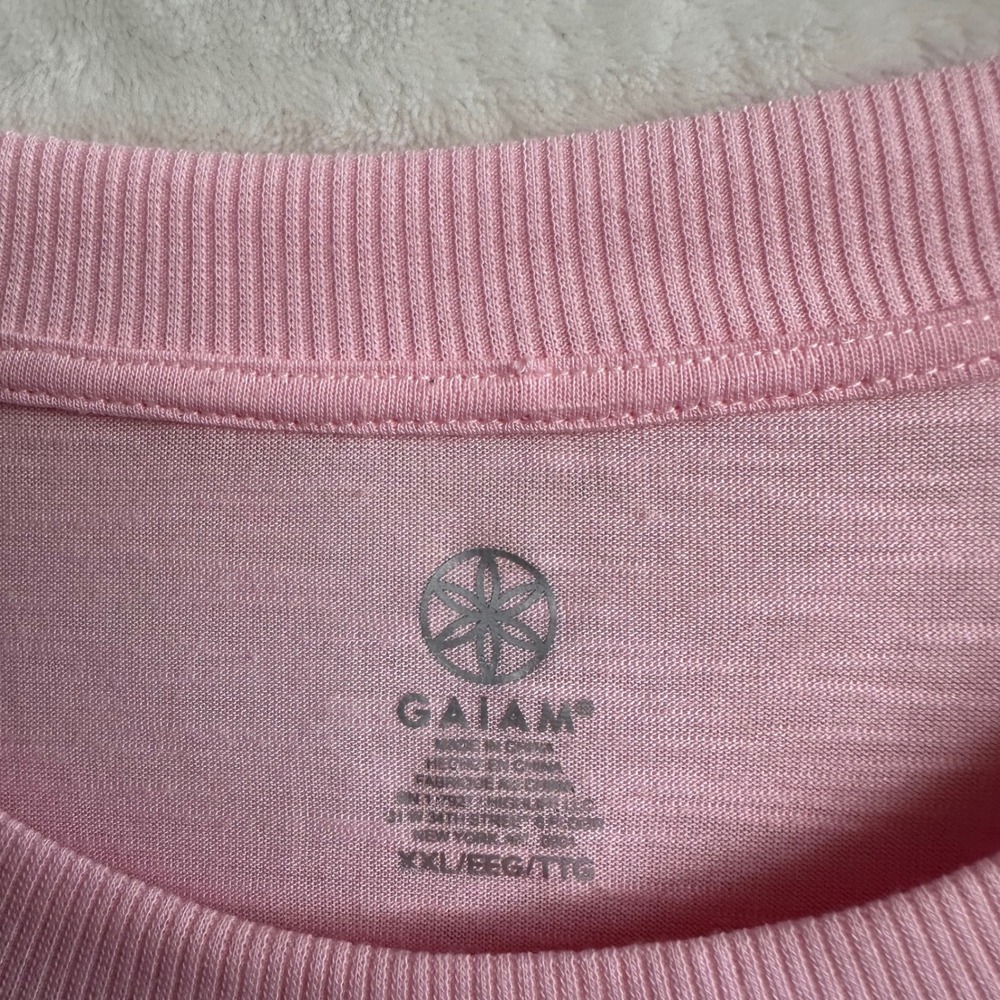 Gaiam Petal Pink Slub Knit Short Sleeve Training Tee Shirt XXL - Picture 3 of 5